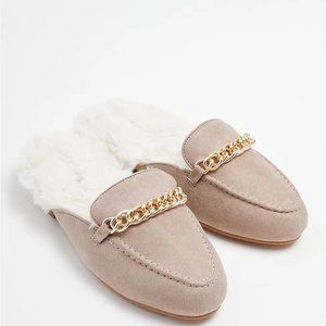 NWT TORRID FUR LINED MULE FAUX SUEDE SIZE 8.5 WW